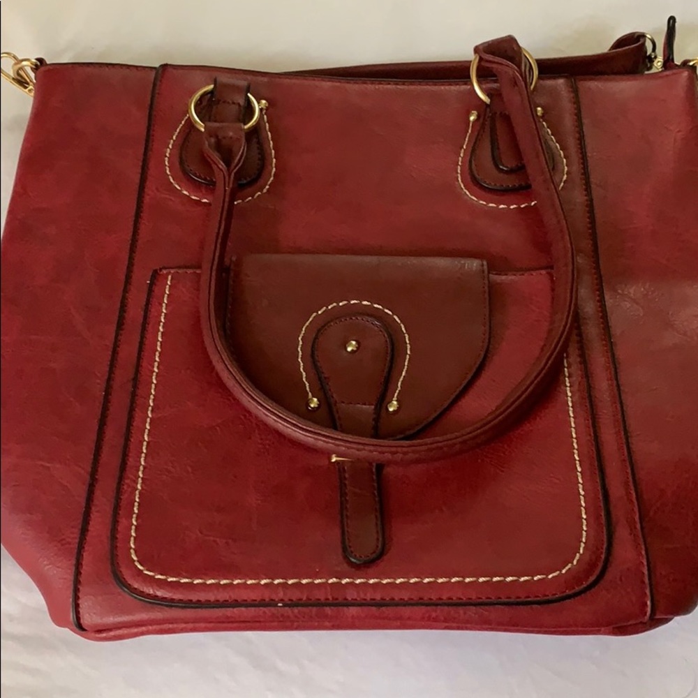No name long strap burgundy working bag